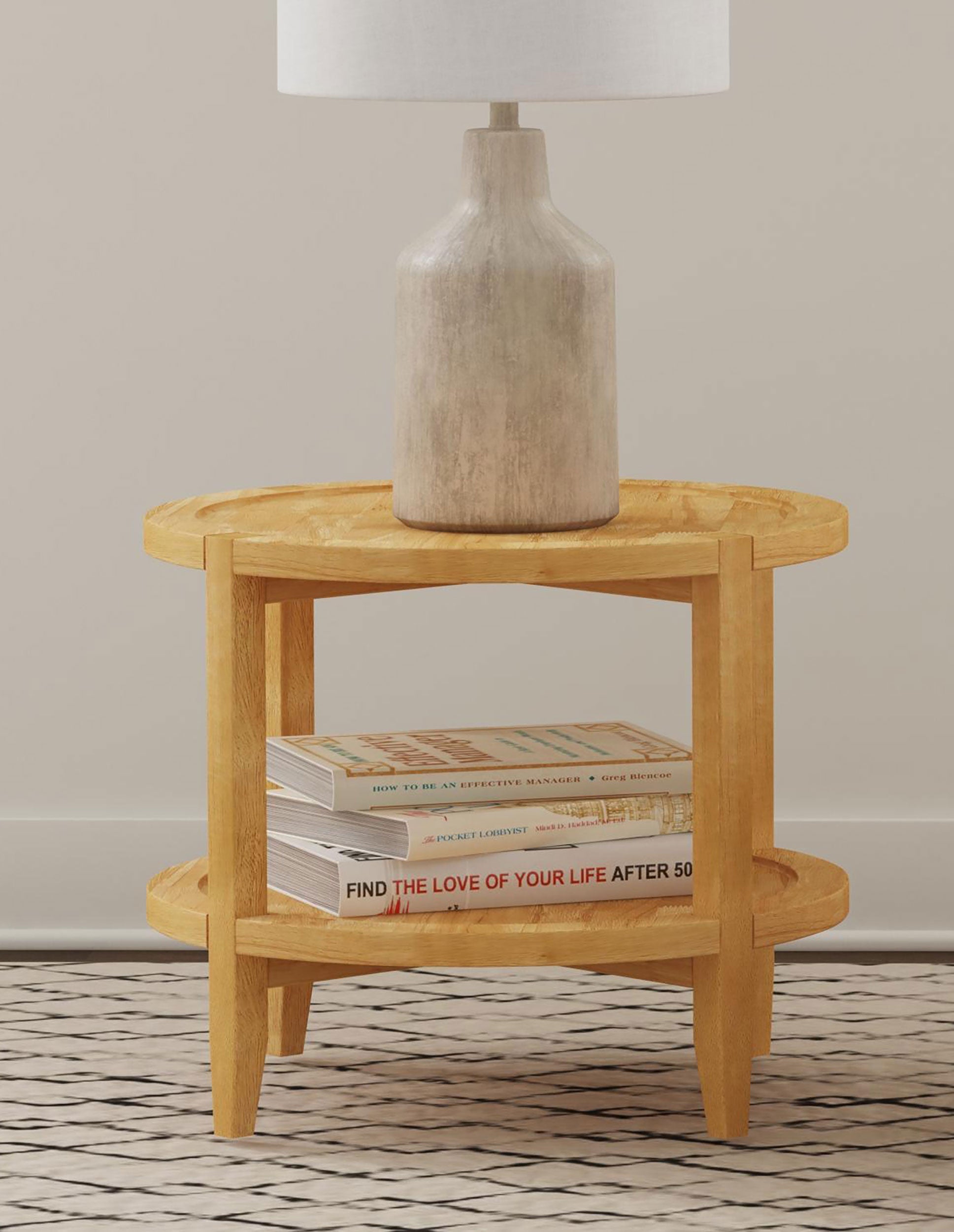 Camillo Round Solid Wood Side End Table Maple Brown - MyWaynesHome #