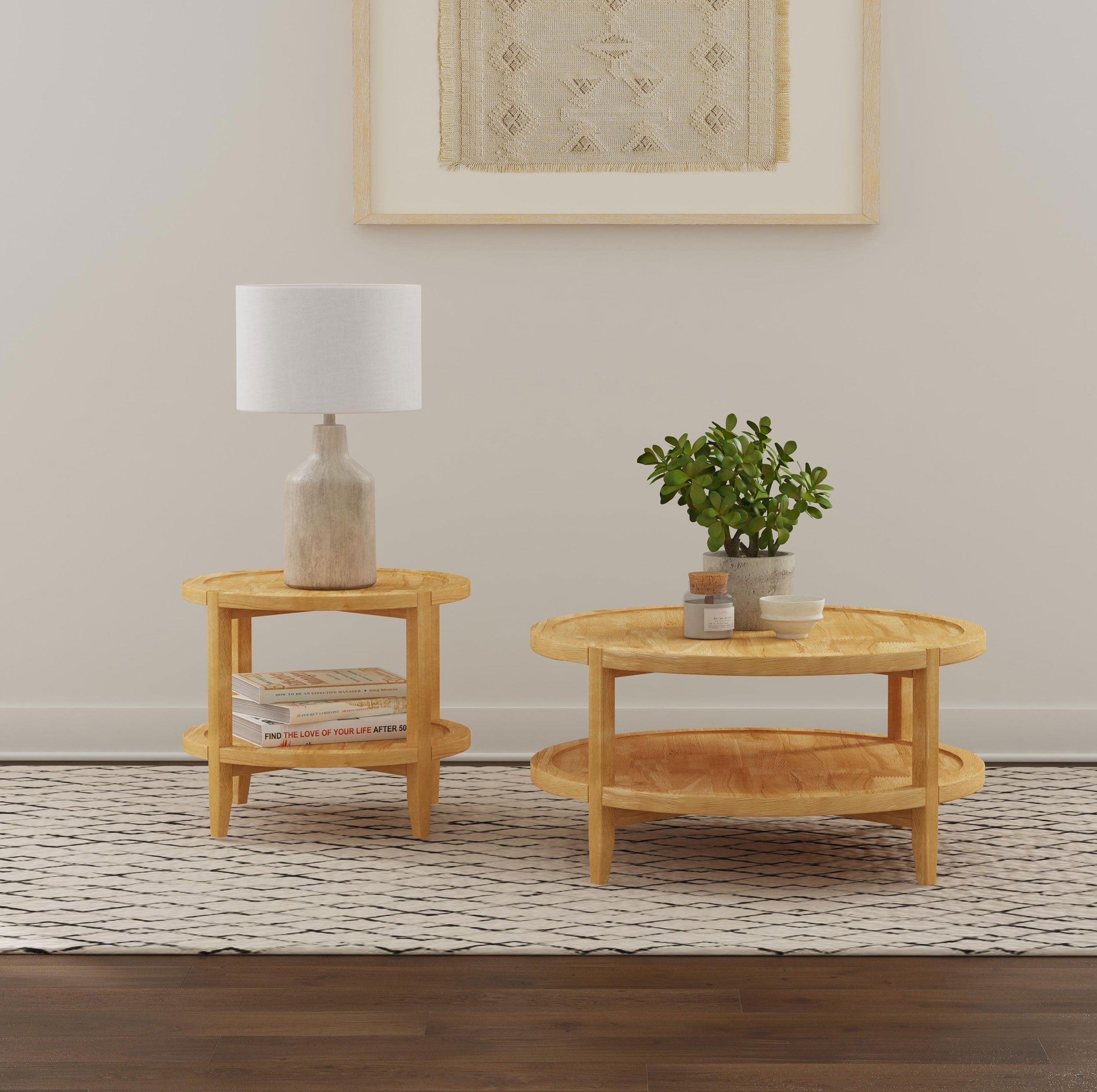 Camillo Round Solid Wood Side End Table Maple Brown - MyWaynesHome #