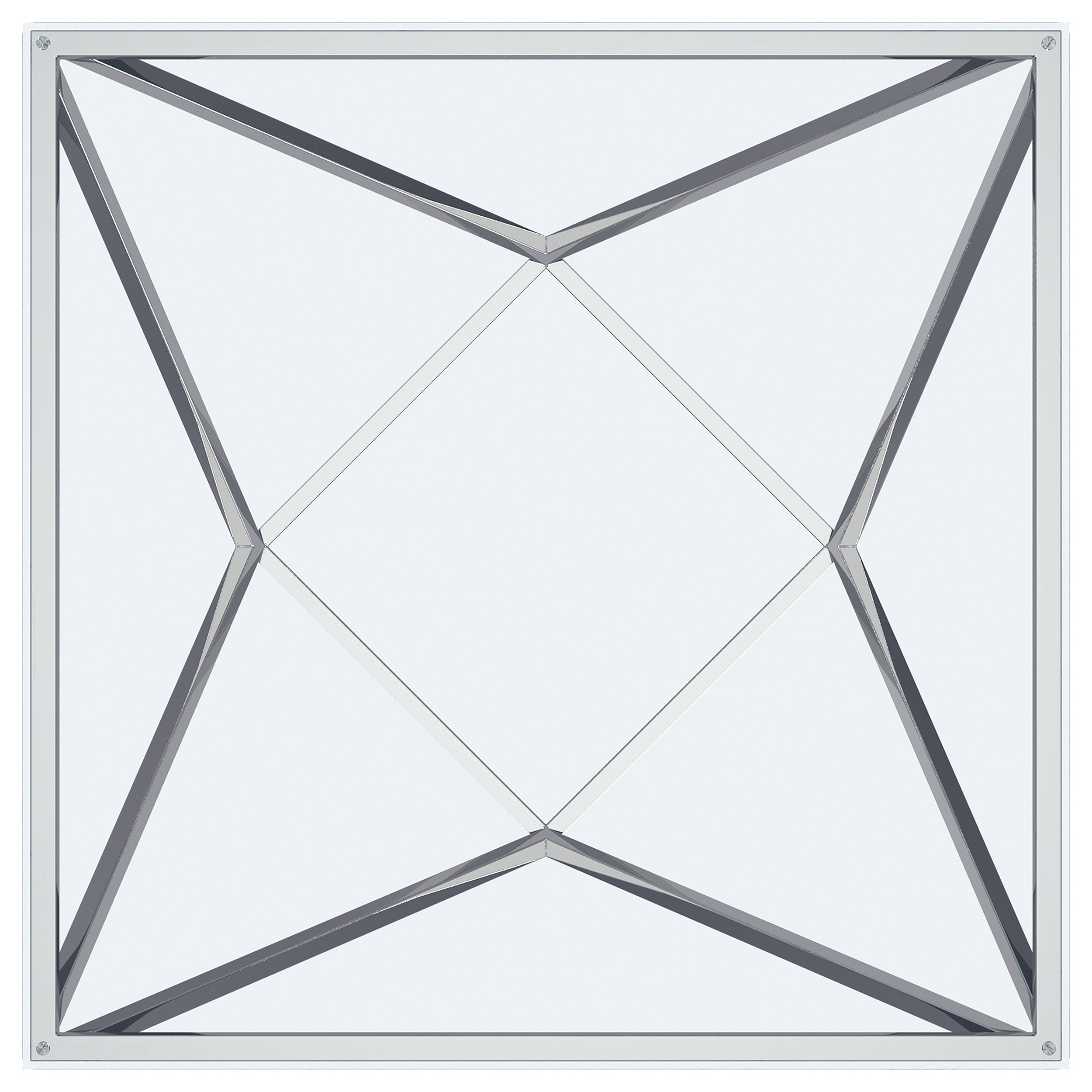 Brittania Square Glass Top Geometric End Table Nickel - MyWaynesHome #