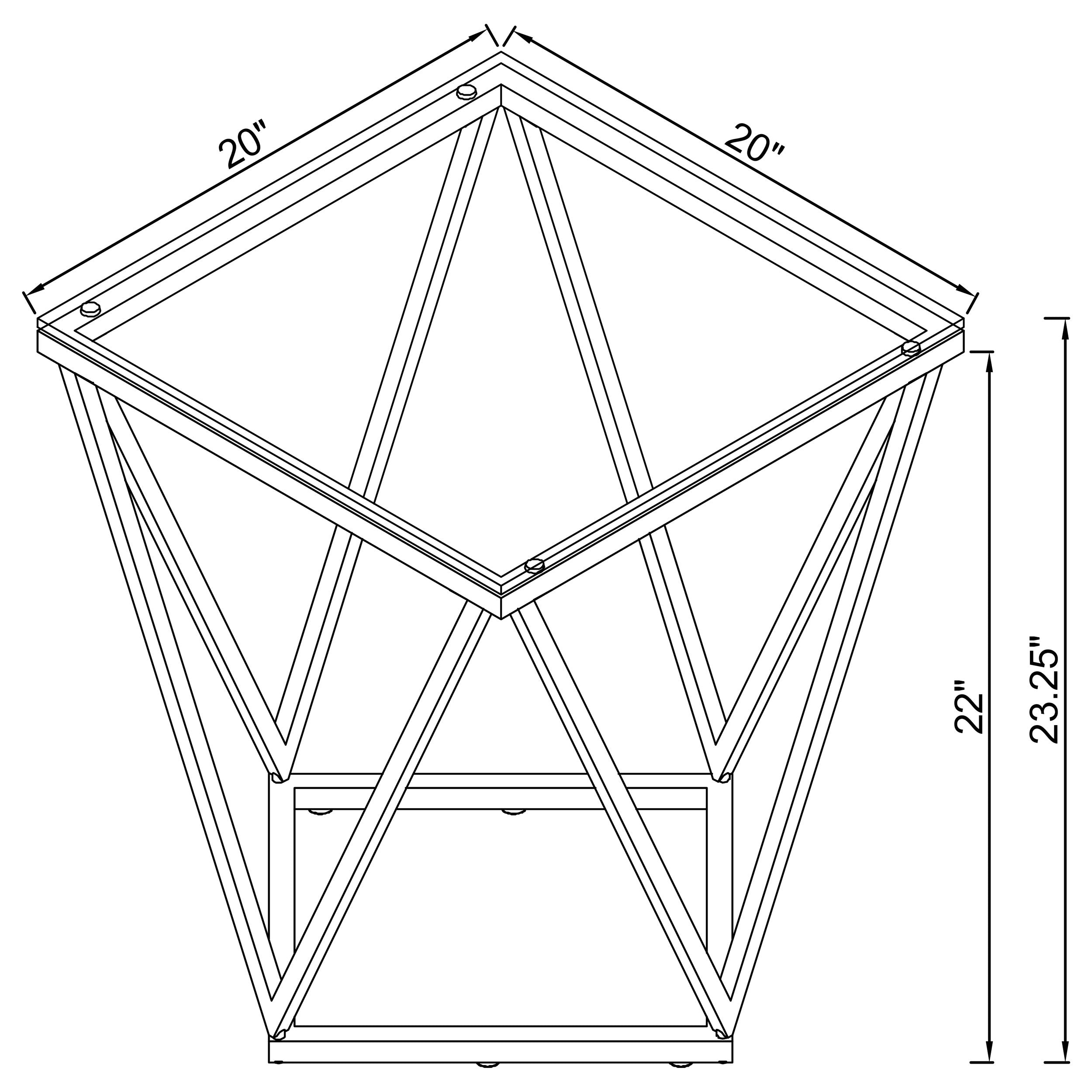 Brittania Square Glass Top Geometric End Table Nickel - MyWaynesHome #