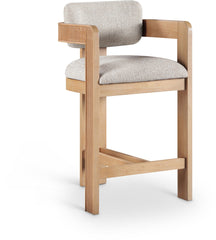 Sacha - Linen Stool With Natural Base