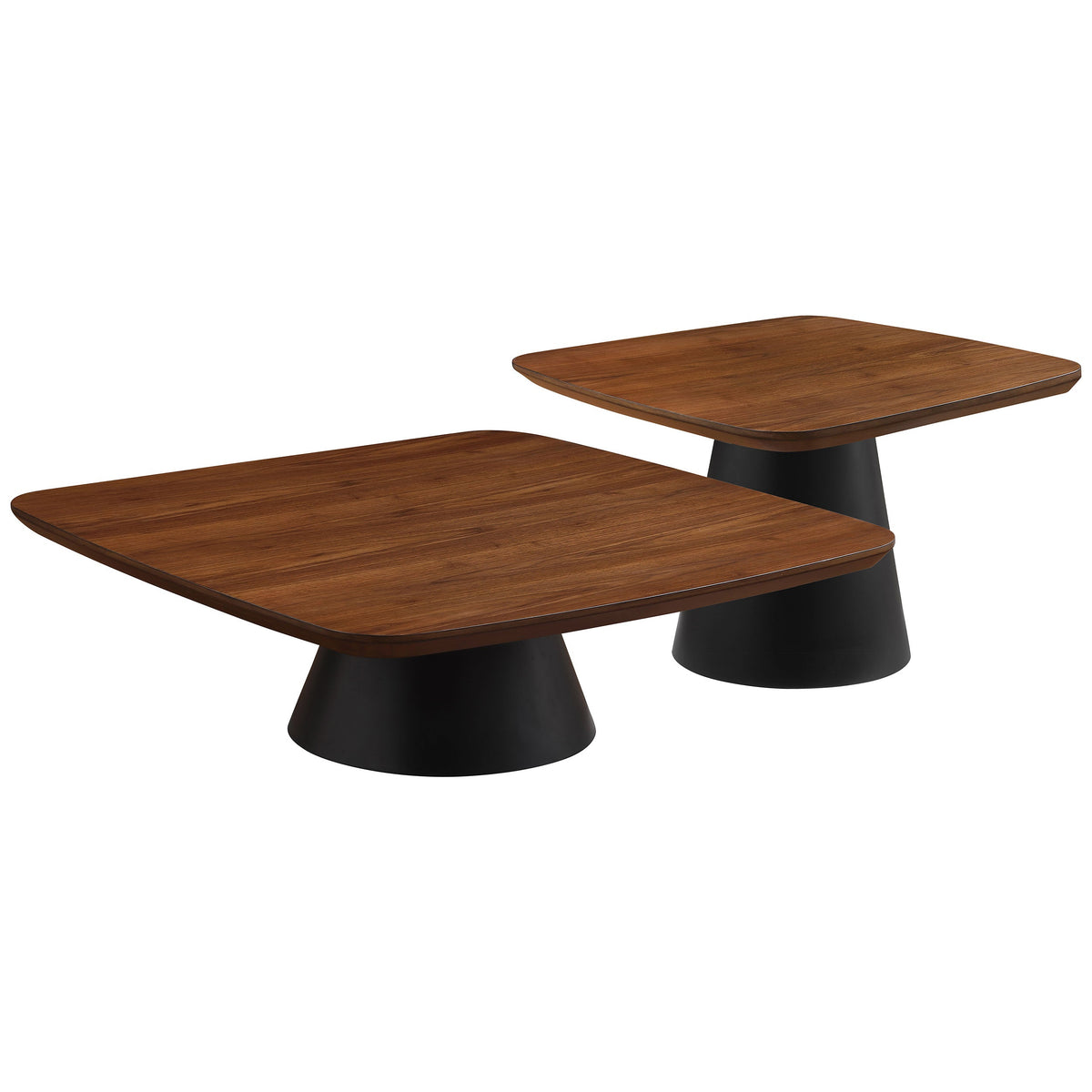 Eason 2-piece Coffee Table Set Walnut And Black - MyWaynesHome #