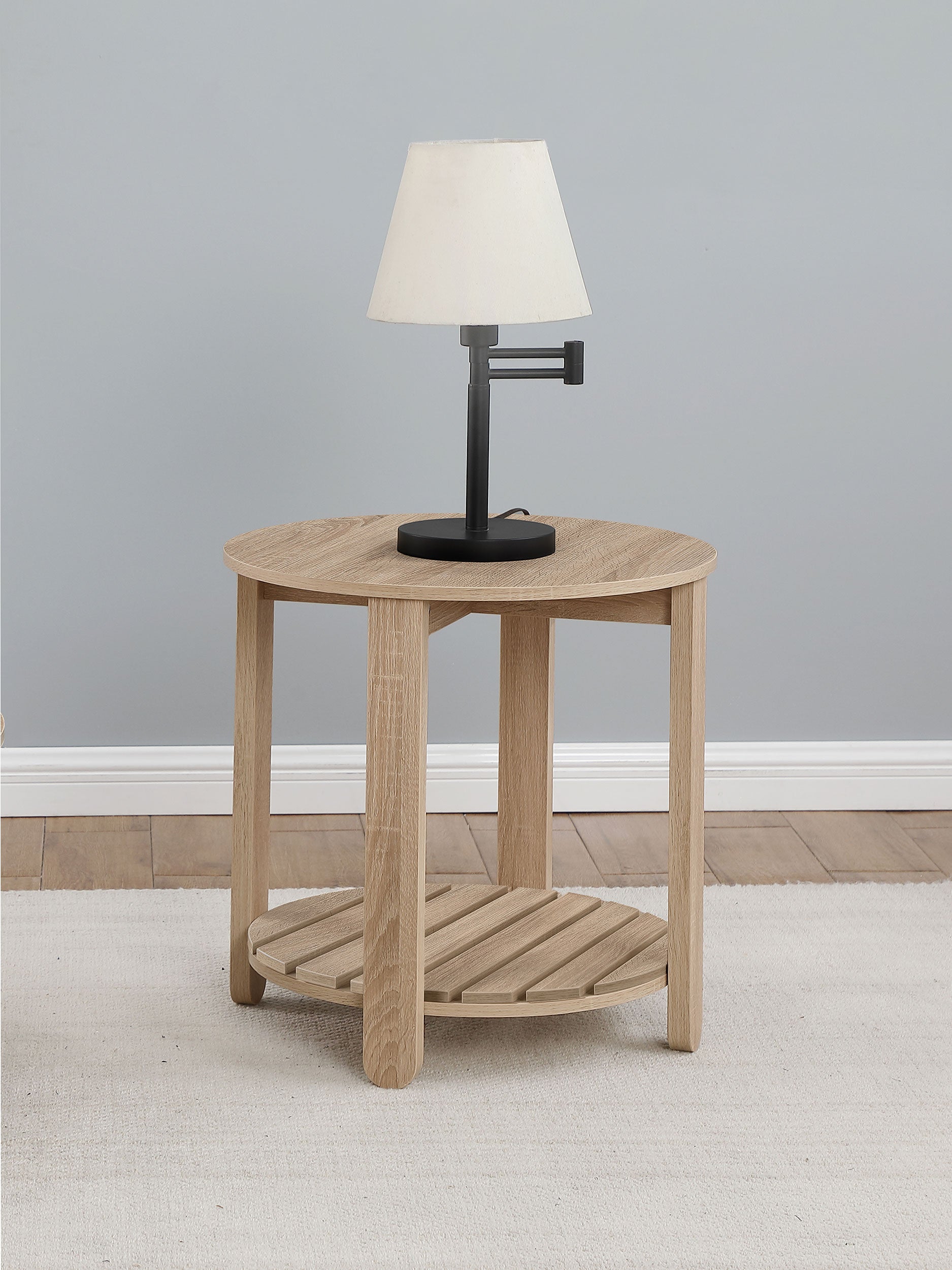 Fowler 1-shelf Round Engineered Wood Side End Table Natural - MyWaynesHome #