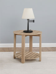 Fowler 1-shelf Round Engineered Wood Side End Table Natural - MyWaynesHome #