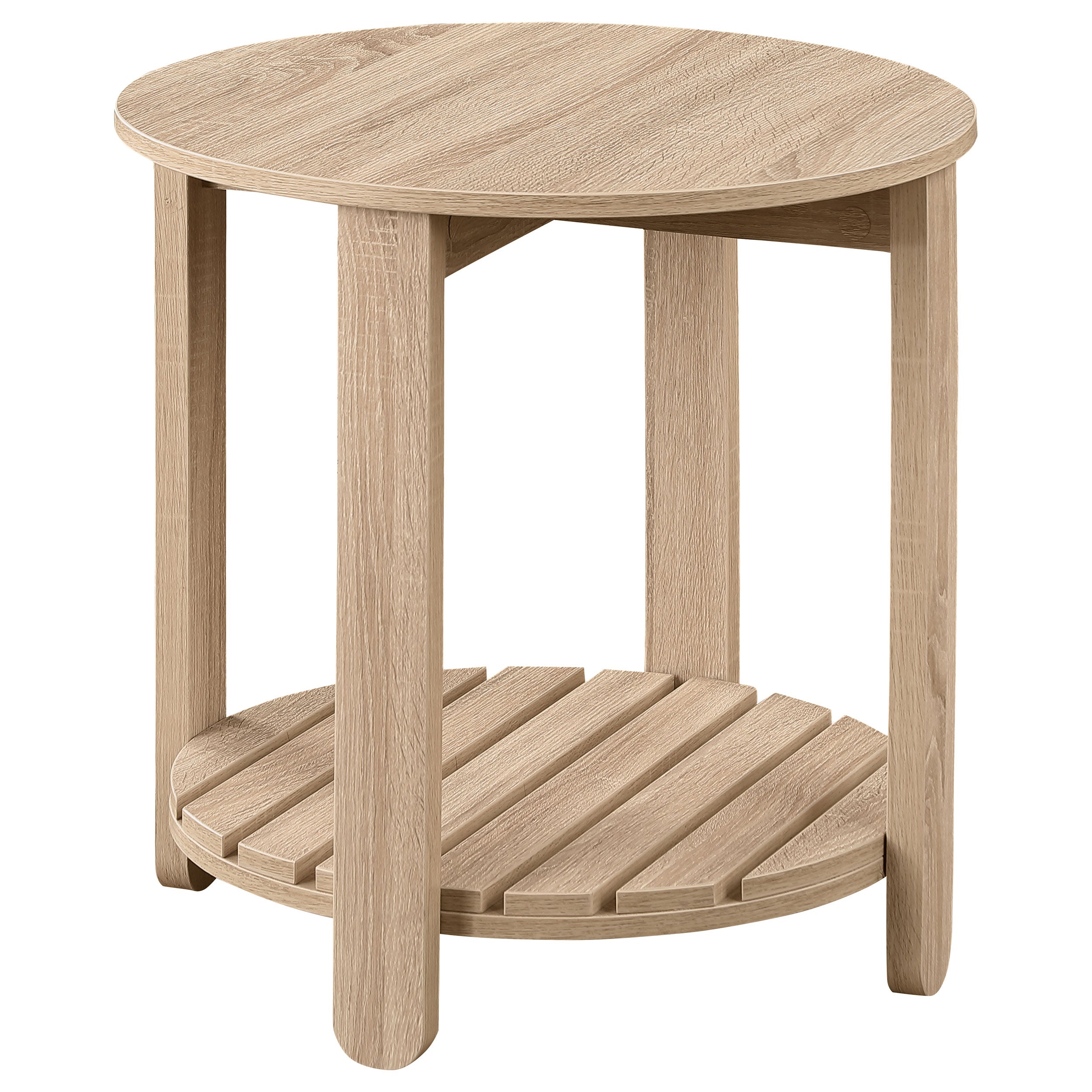 Fowler 1-shelf Round Engineered Wood Side End Table Natural - MyWaynesHome #