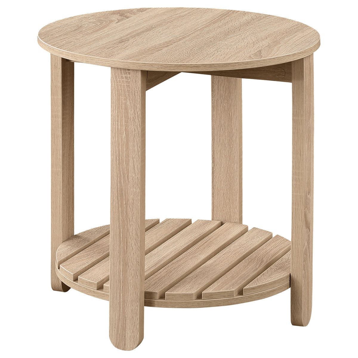 Fowler 1-shelf Round Engineered Wood Side End Table Natural - MyWaynesHome #