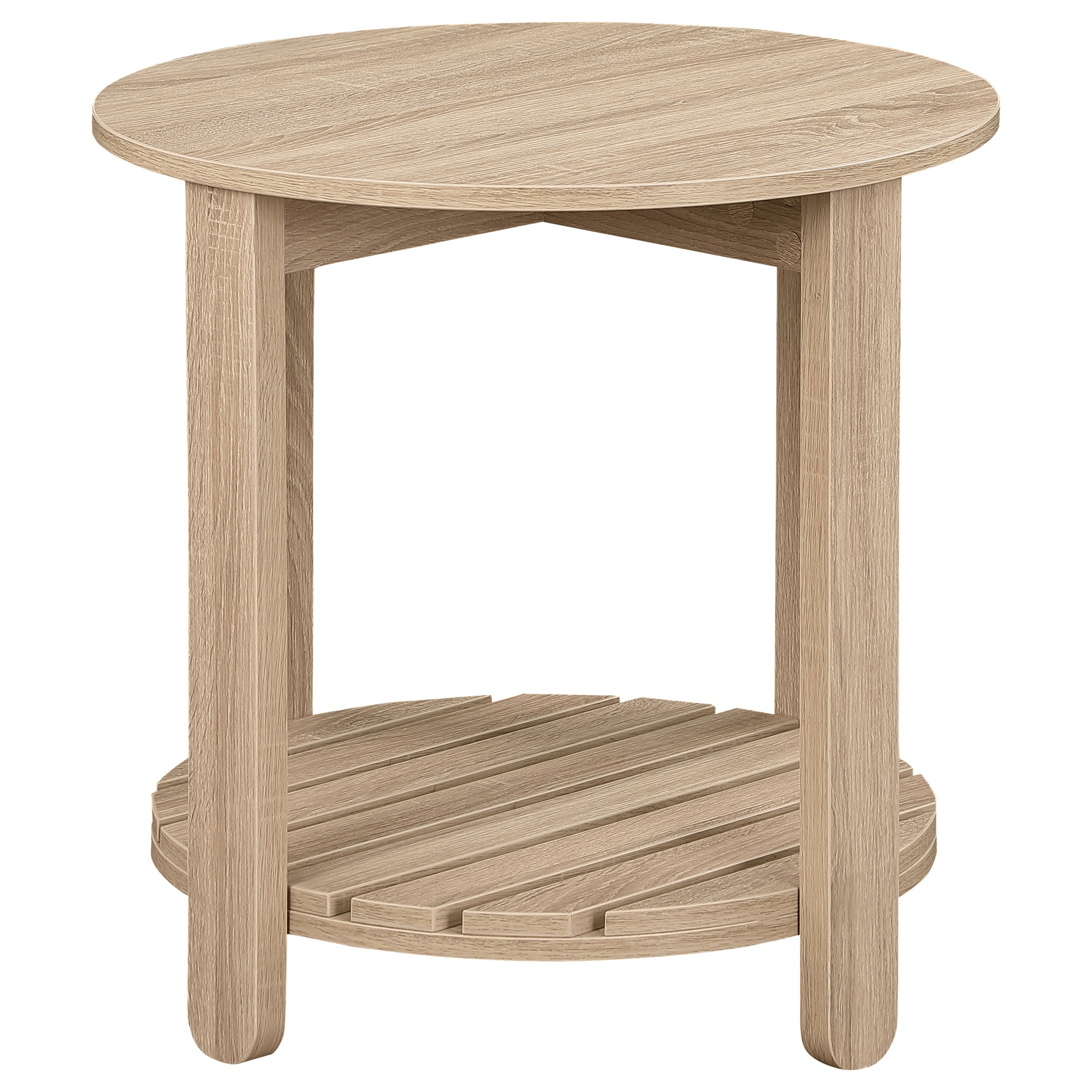 Fowler 1-shelf Round Engineered Wood Side End Table Natural - MyWaynesHome #
