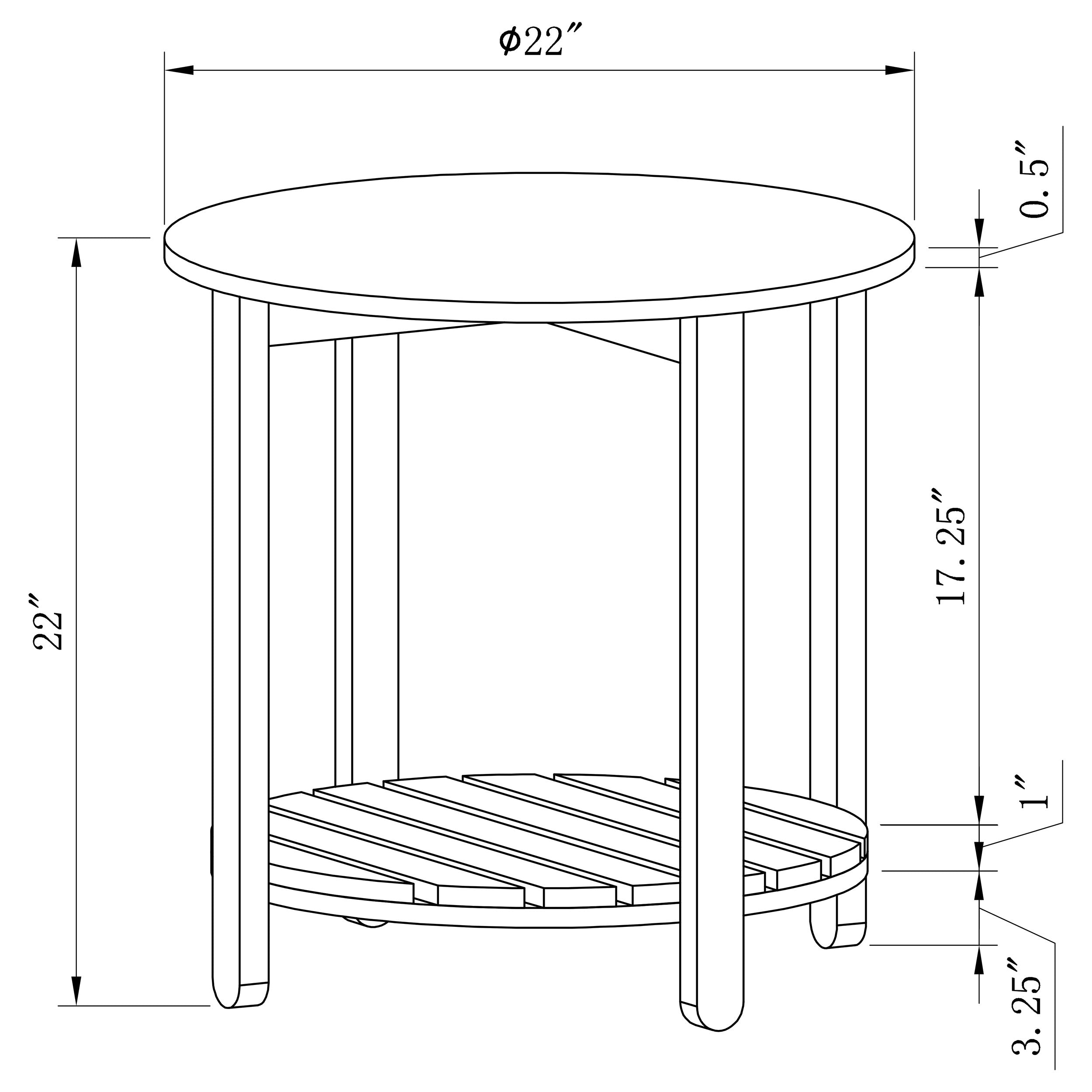 Fowler 1-shelf Round Engineered Wood Side End Table Natural - MyWaynesHome #