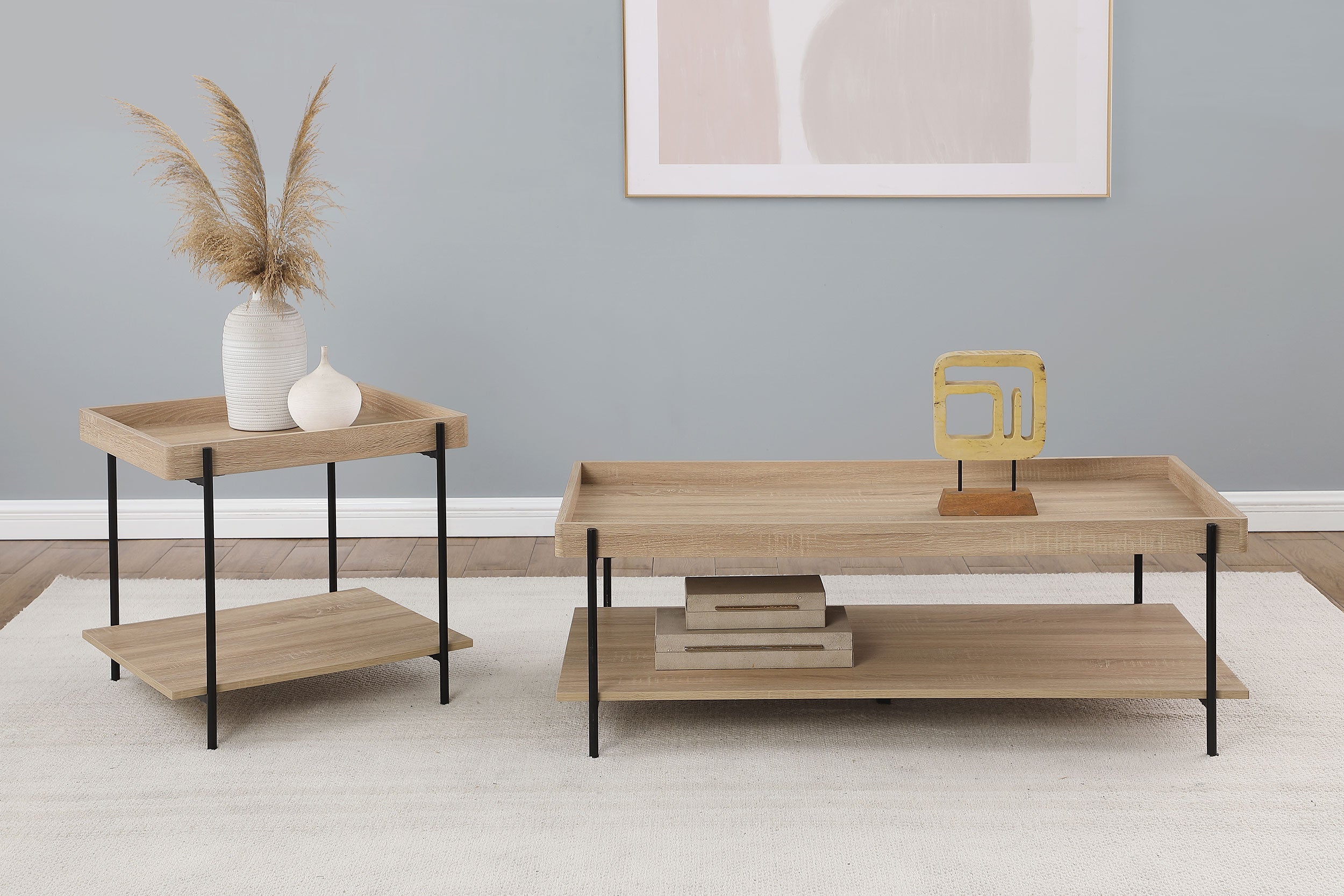Fallon Square Engineered Wood End Table Light Brown - MyWaynesHome #