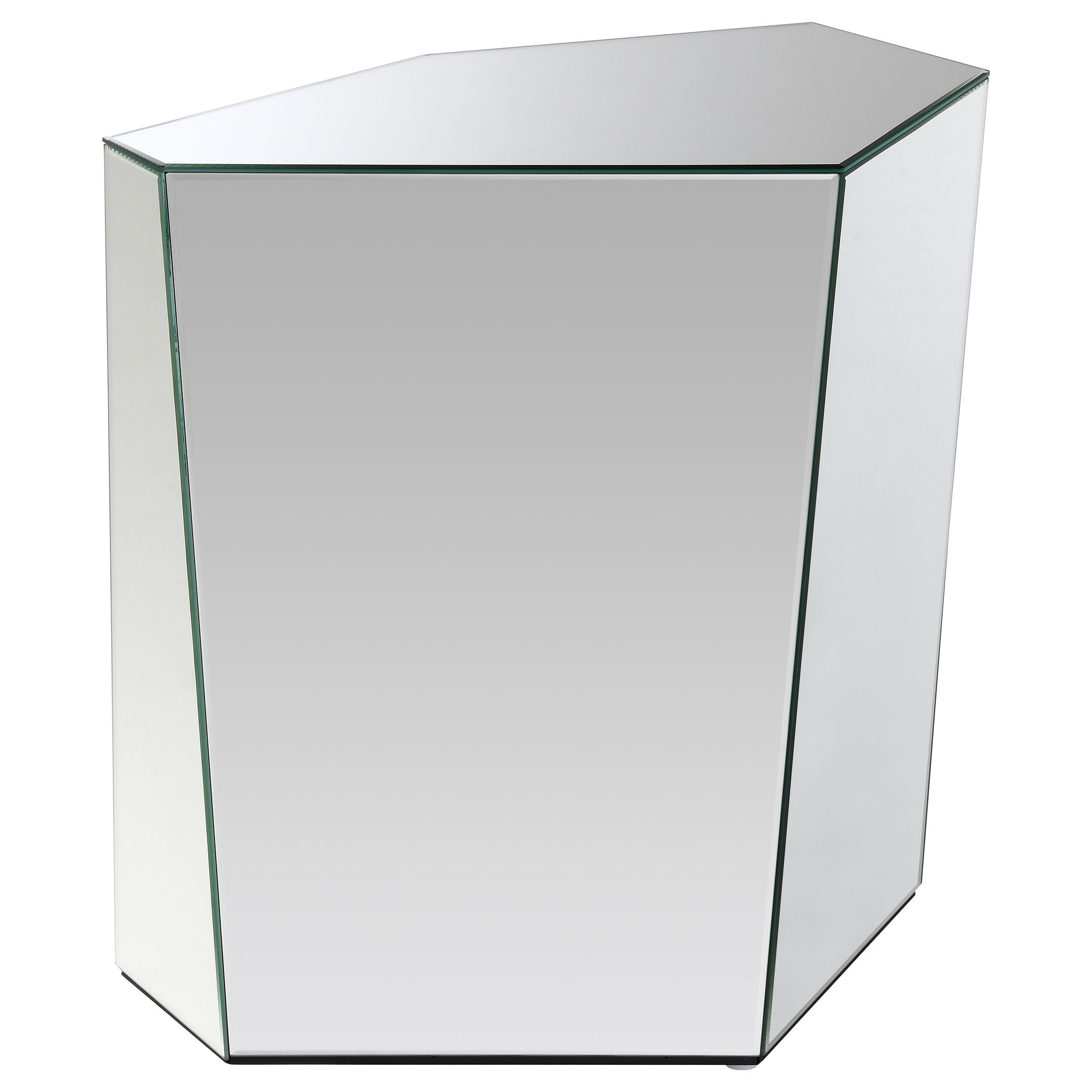 Capella Mirrored Abstract Geometric End Table Silver - MyWaynesHome #