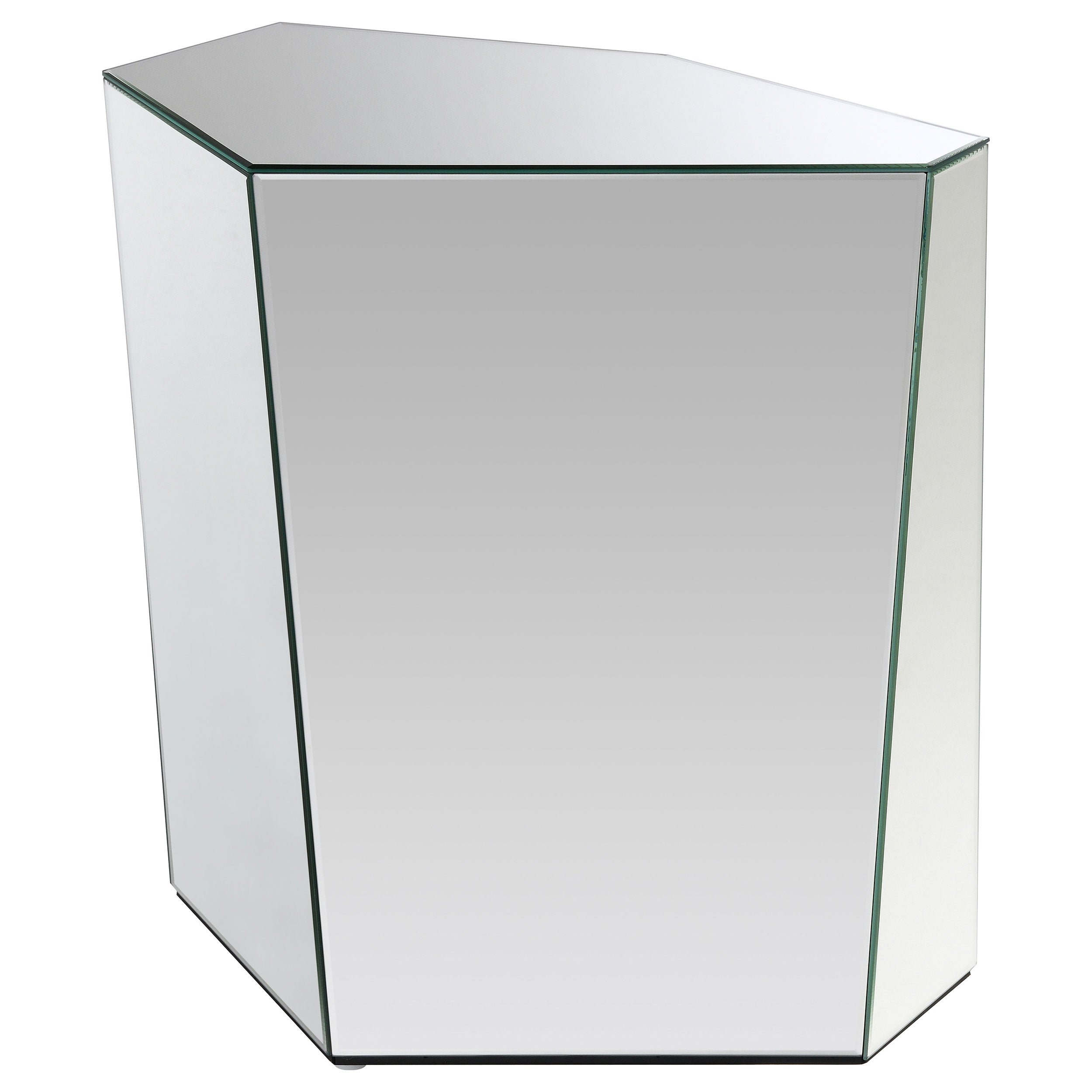 Capella Mirrored Abstract Geometric End Table Silver - MyWaynesHome #