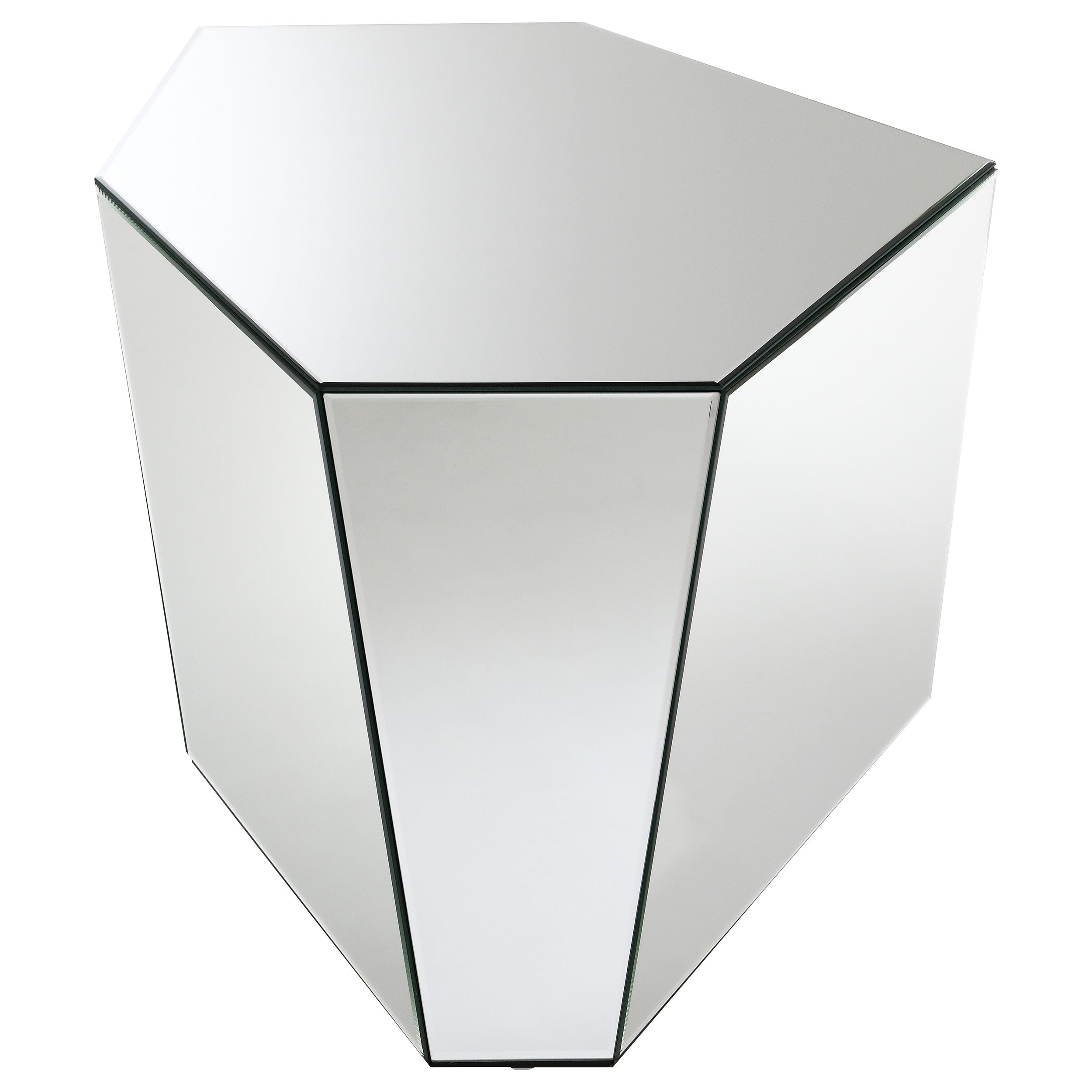 Capella Mirrored Abstract Geometric End Table Silver - MyWaynesHome #