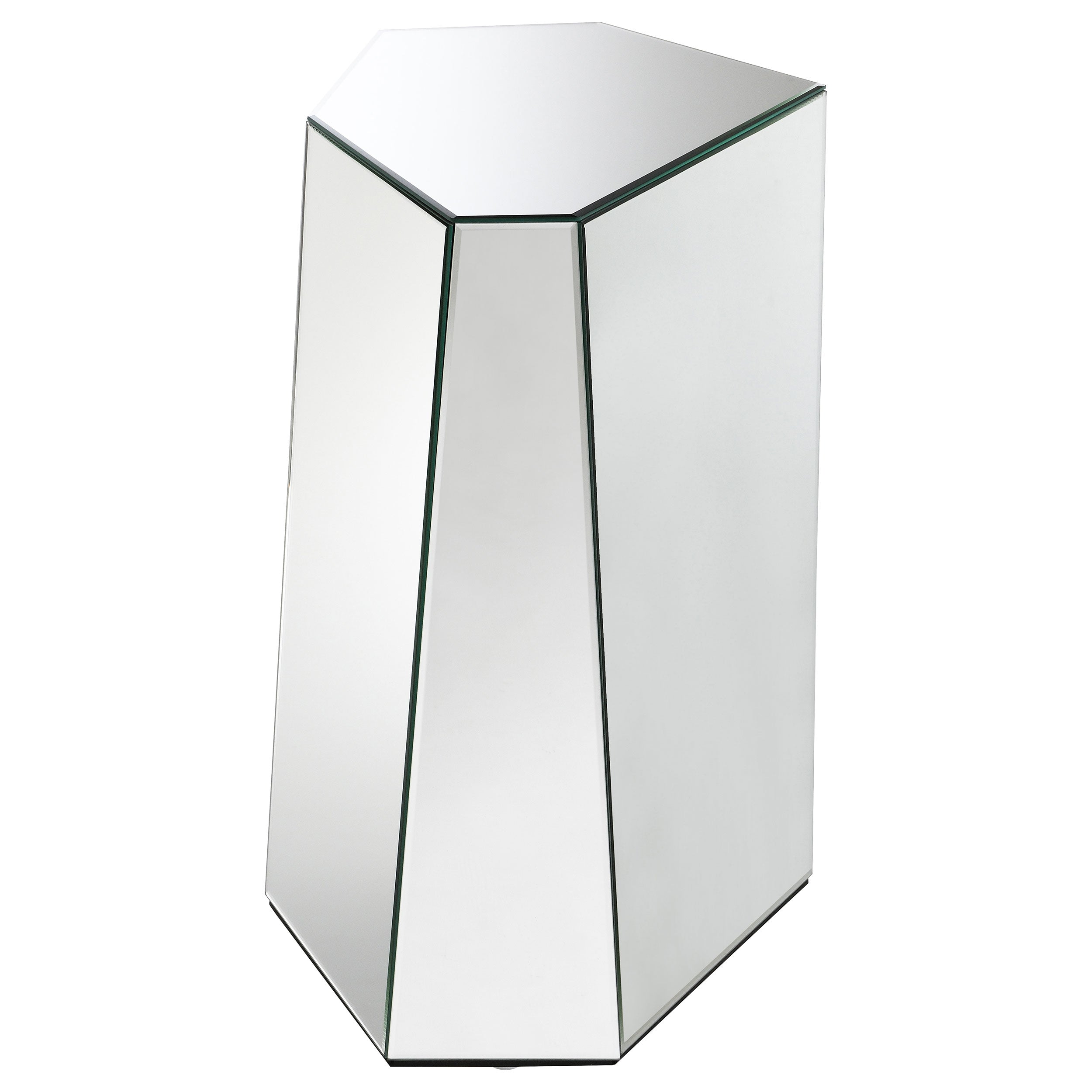 Capella Mirrored Abstract Geometric End Table Silver - MyWaynesHome #