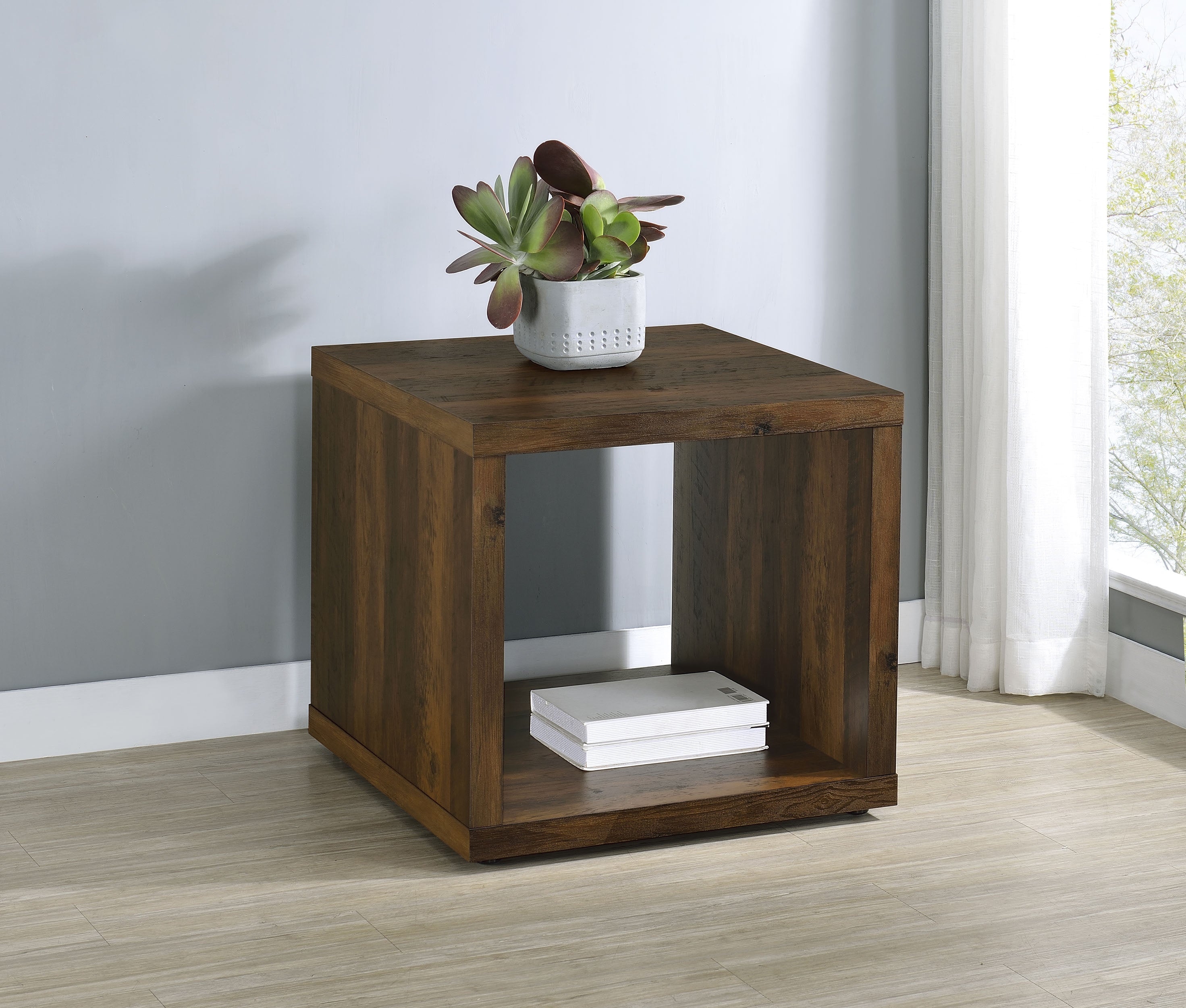 Frisco Square Engineered Wood Side End Table Dark Pine - MyWaynesHome #