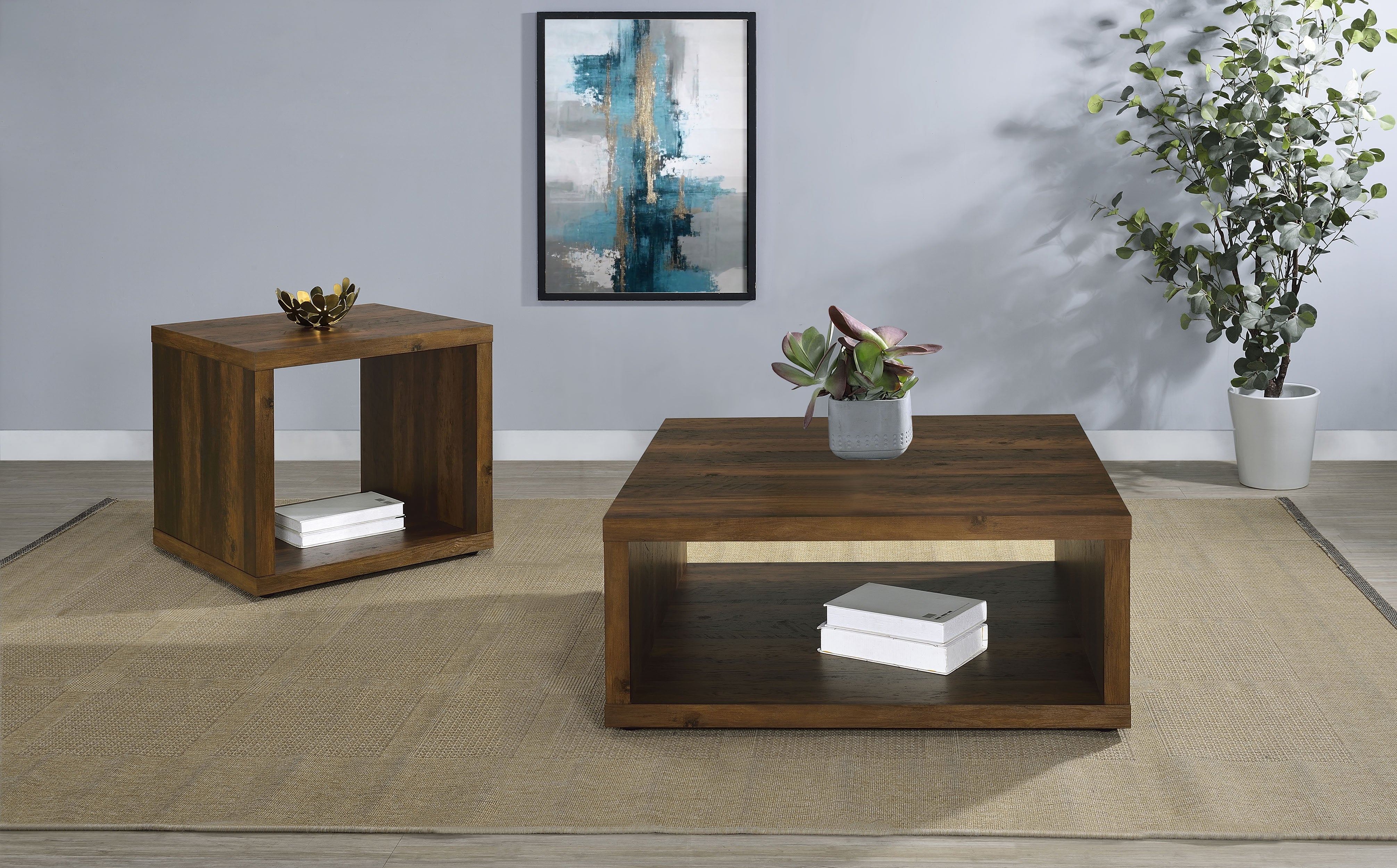 Frisco Square Engineered Wood Side End Table Dark Pine - MyWaynesHome #