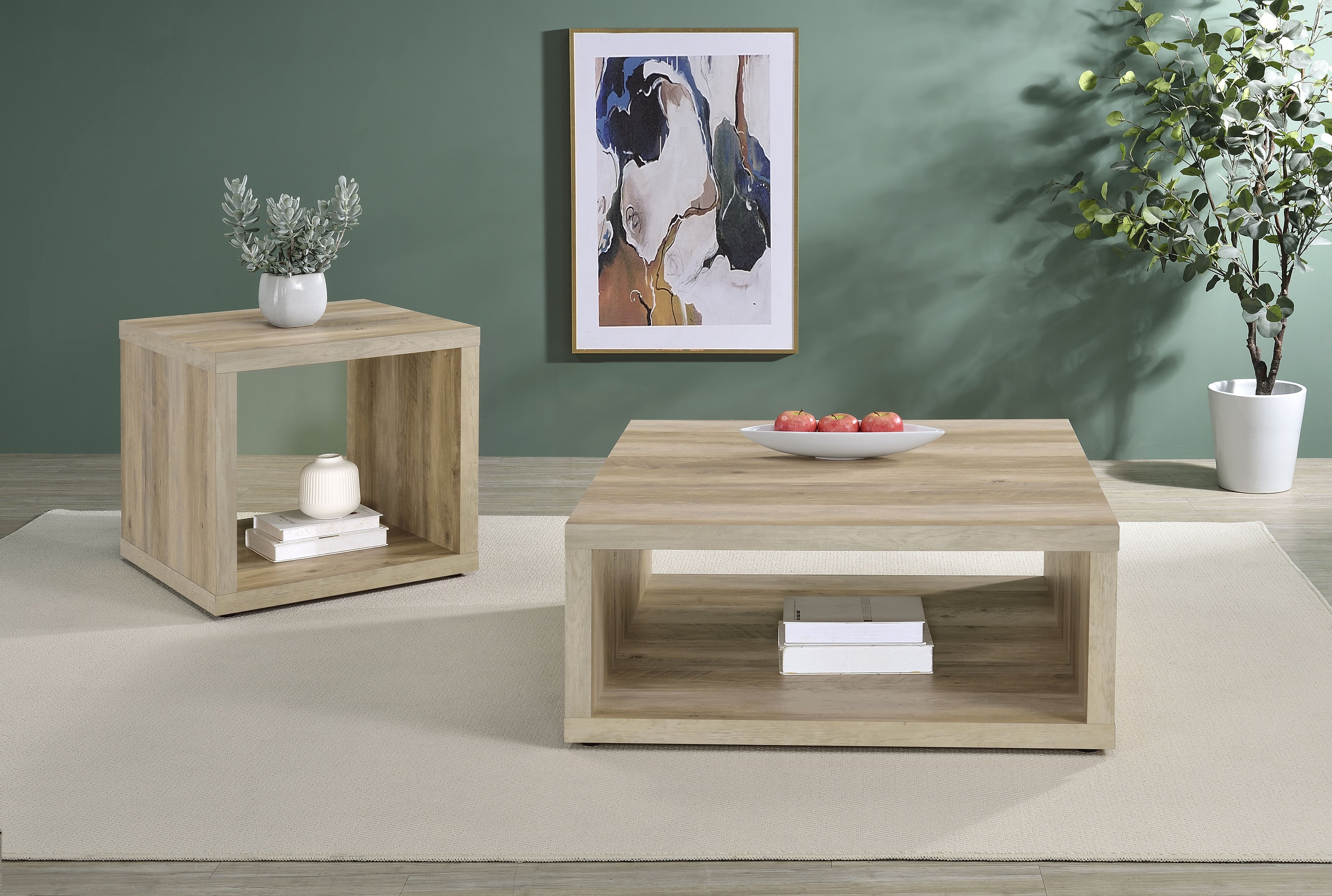 Frisco Square Engineered Wood Side End Table Distressed Pine - MyWaynesHome #