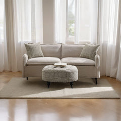 Upendo - Sofa With 2 Pillows - Beige Linen