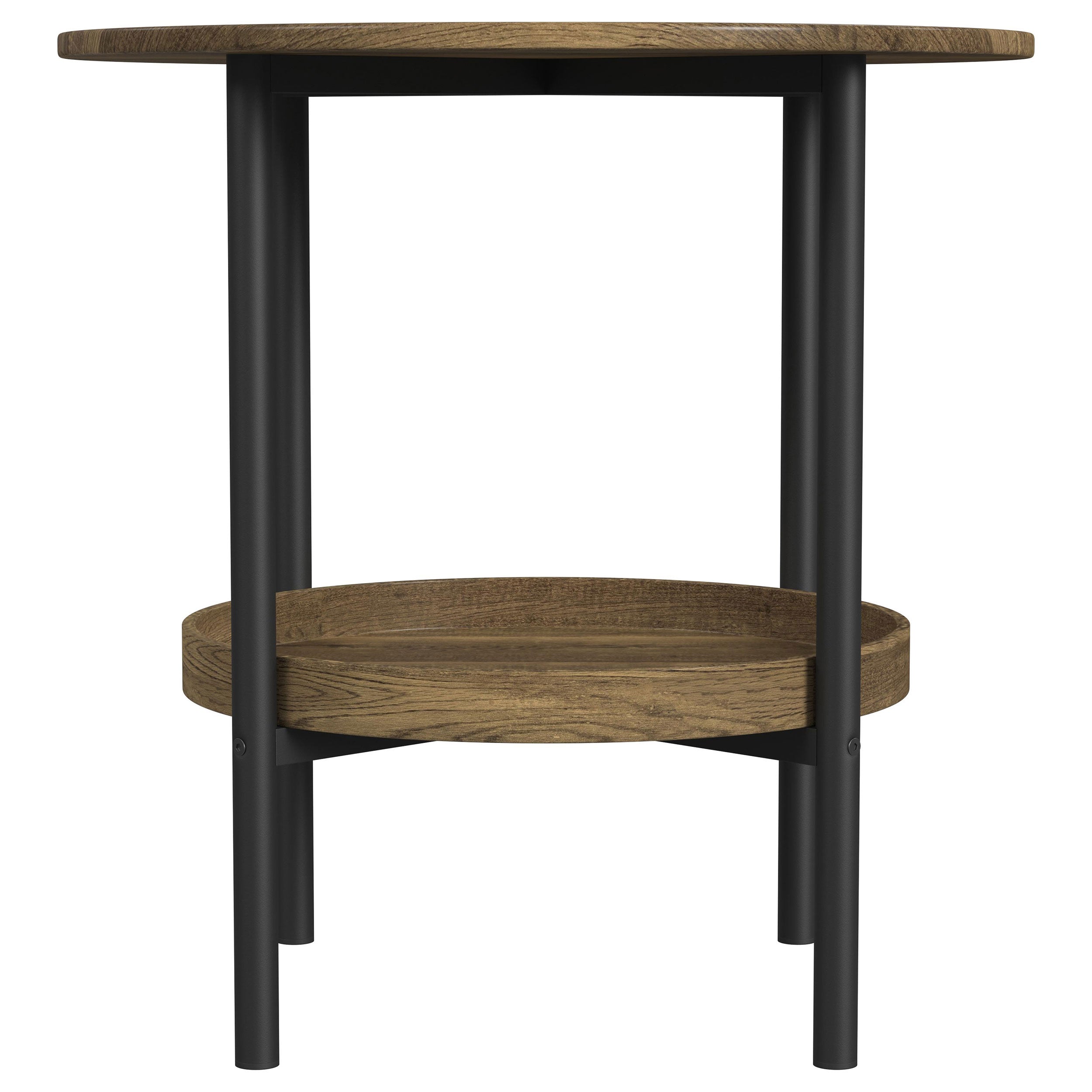 Delfin Round Glass Top Side End Table Black And Brown - MyWaynesHome #
