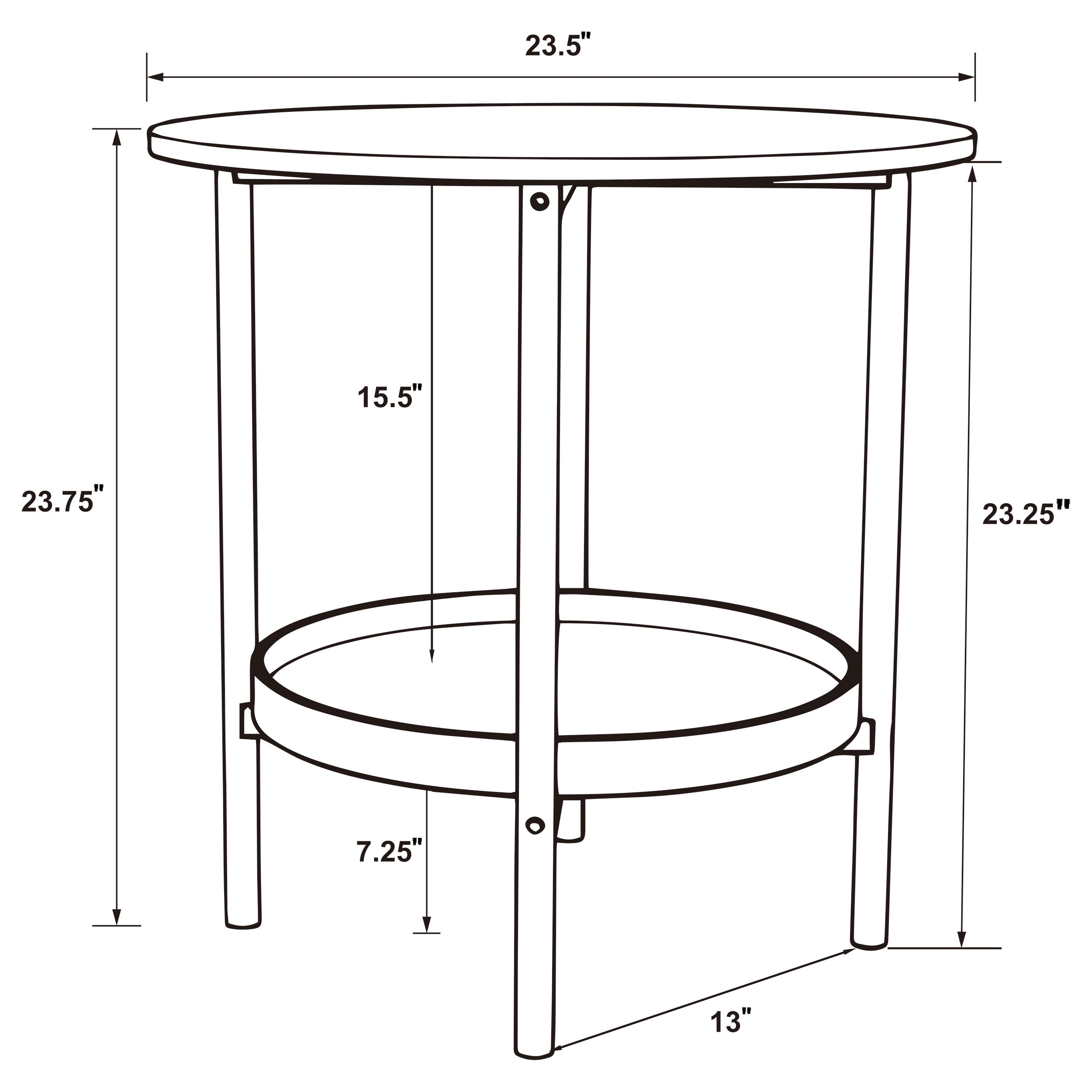 Delfin Round Glass Top Side End Table Black And Brown - MyWaynesHome #