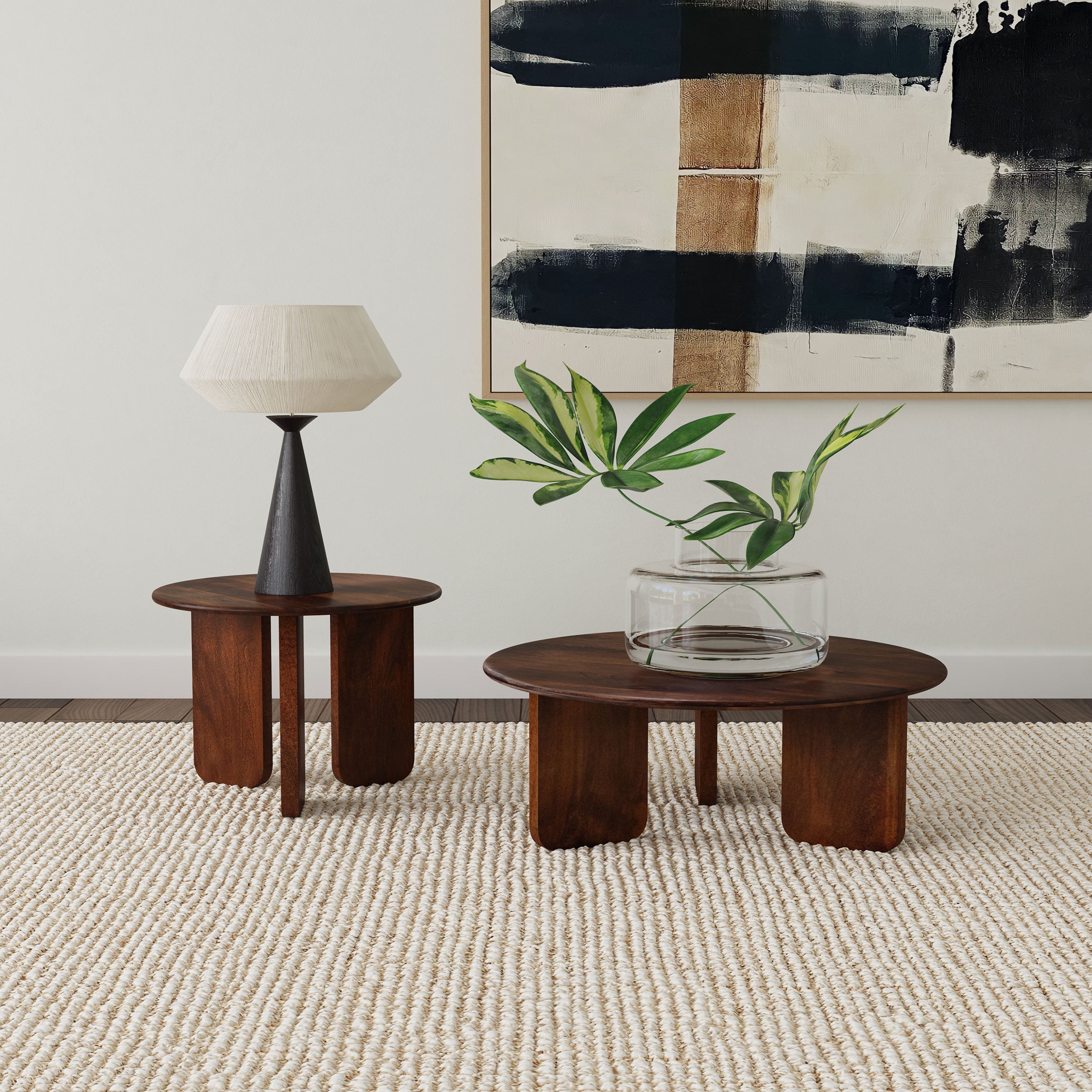 Dale Round Solid Mango Wood Side End Table Brown - MyWaynesHome #