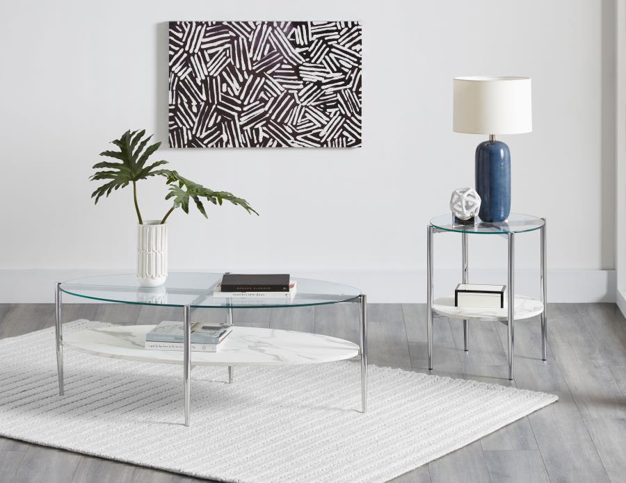 Cadee White End Table - MyWaynesHome #