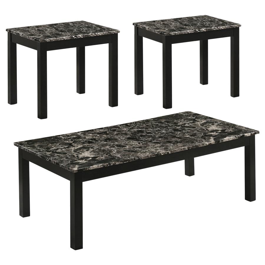 Darius Black 3 Pc Coffee Table Set - MyWaynesHome #