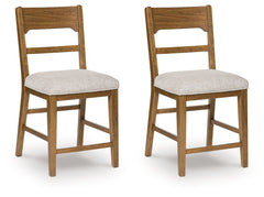 Cabalynn - Upholstered Barstool (Set of 2) - Oatmeal / Light Brown