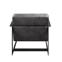 Locnos - Accent Chair - Gray Top Grain Leather & Black