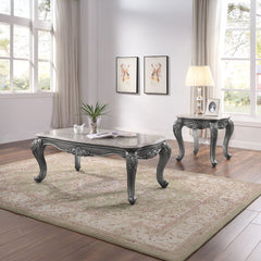 Ariadne - End Table - Marble Top & Platinum