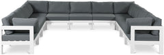 Nizuc - Outdoor Patio 11 Piece Modular Sectional With White Frame