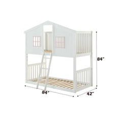 Rohan Cottage - Twin Over Twin Bunk Bed - White & Pink