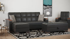 Ottomanson Armada X - Upholstered Convertible Wood Trimmed Ottoman With Storage