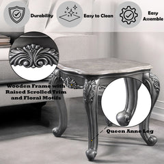 Ariadne - End Table - Marble Top & Platinum