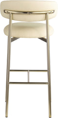 Lupita - Vegan Leather Upholstered Bar Stool (Set of 2) - Cream / Brushed Gold