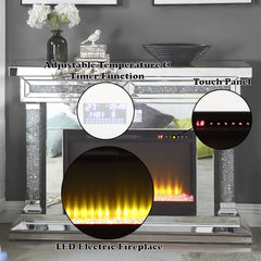 Noralie - 36"H Fireplace With Bluetooth - Mirrored & Faux Diamonds