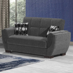 Ottomanson Armada Air - Upholstered Convertible Loveseat With Storage - Gray Chenille