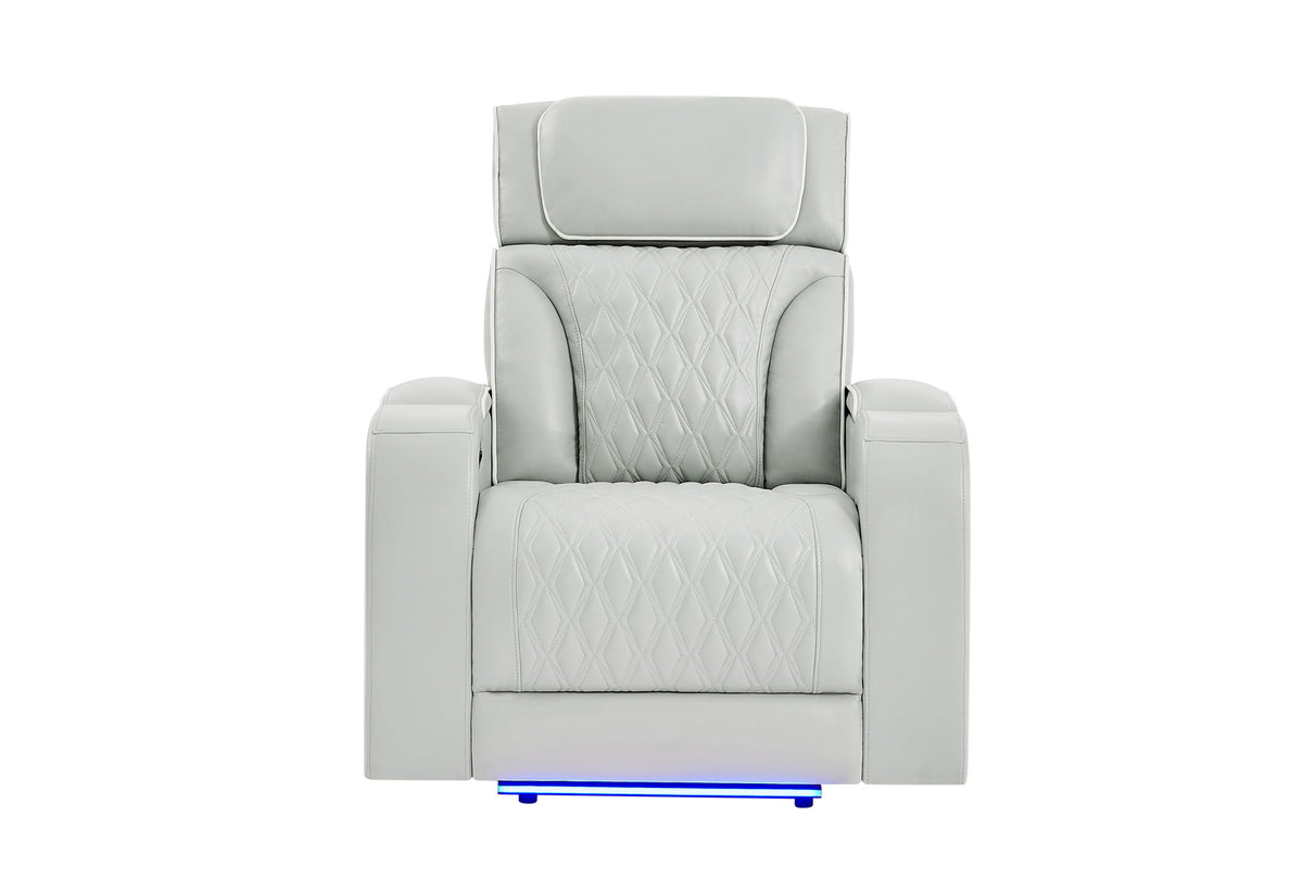 U8611 - Power Recliner With Power Headrest And LED - Silver