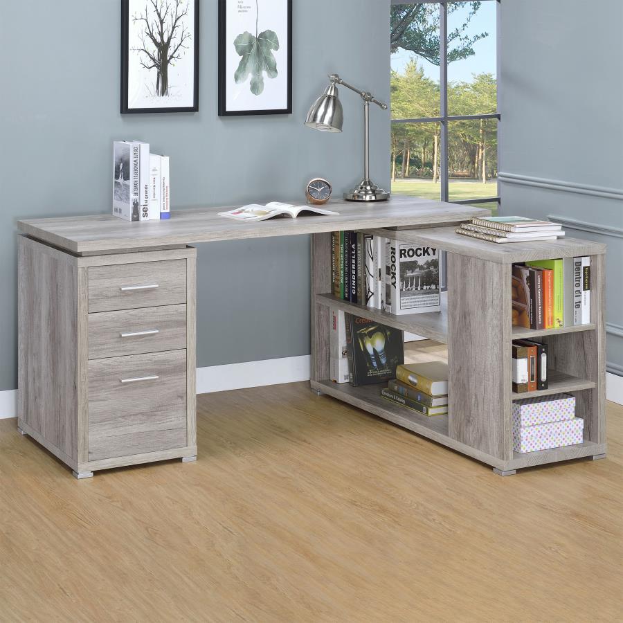 Yvette Grey L-shape Desk - MyWaynesHome #