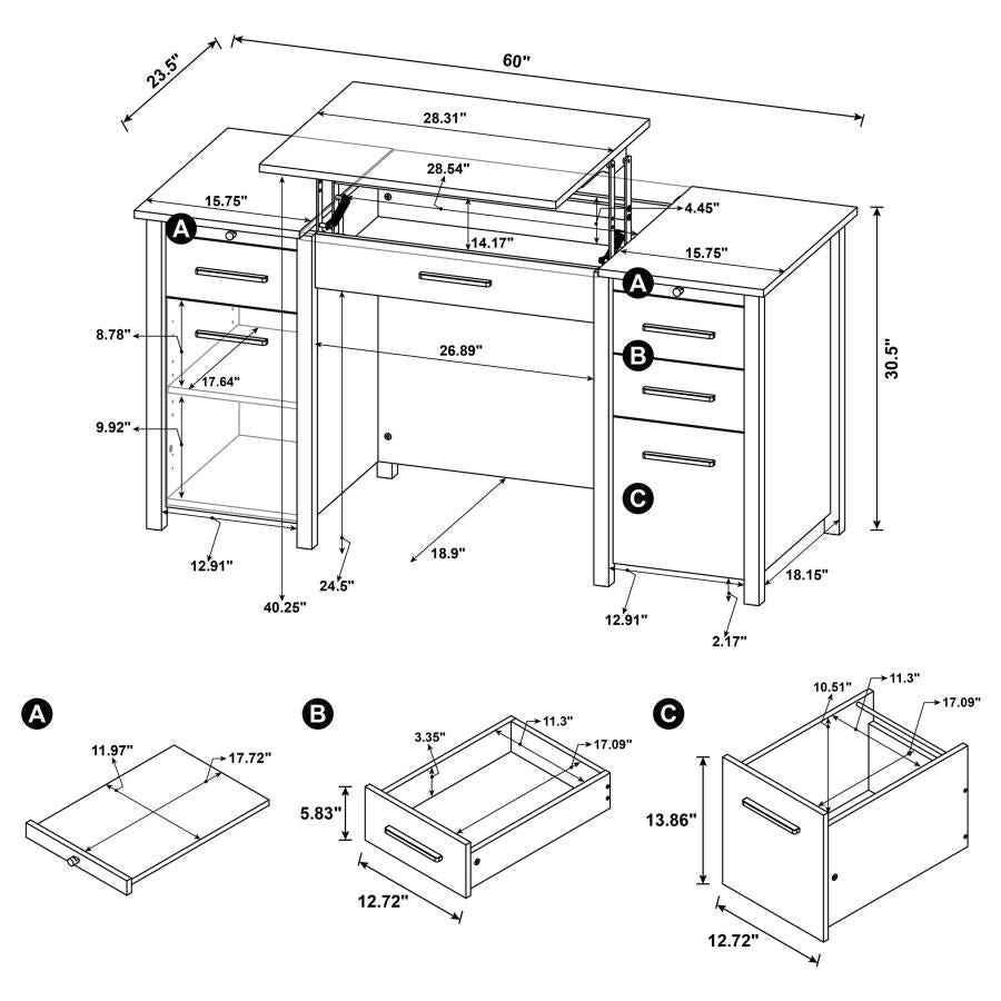 Dylan Grey Lift Top Computer Desk - MyWaynesHome #