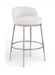 Ferro - Performance Fabric Upholstered Bar Stool - Antique Silver