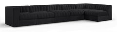 Rummi - Velvet Performance Fabric Upholstered 6 Piece Modular Sectional, L-Shaped (Right)
