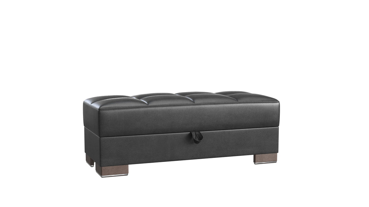 Ottomanson Armada X - Upholstered Convertible Wood Trimmed Ottoman With Storage
