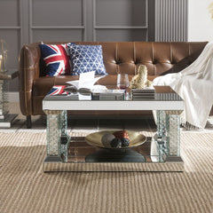 Nysa - 36" Coffee Table - Mirrored & Faux Crystals