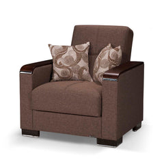 Ottomanson Armada X - Upholstered Convertible Wood Trimmed Armchair With Storage - Polyester