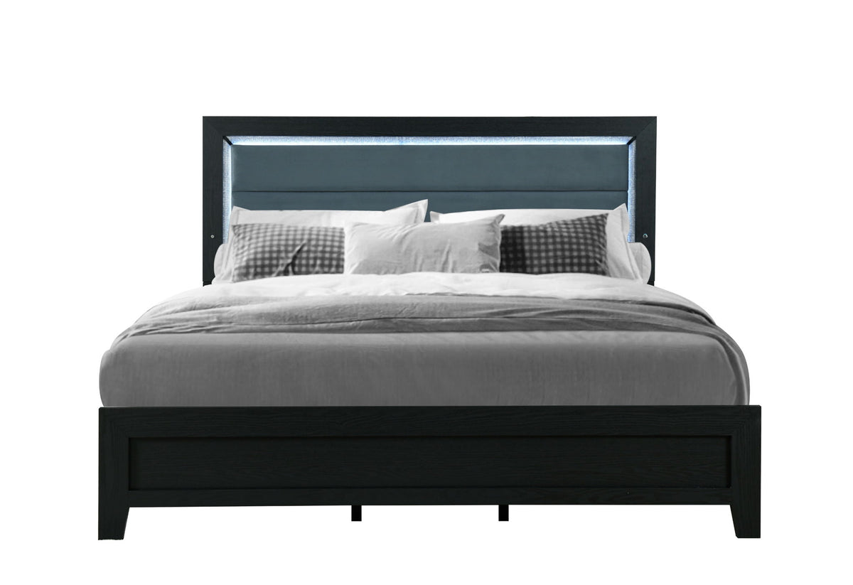 Reid - King Bed With LED - Black