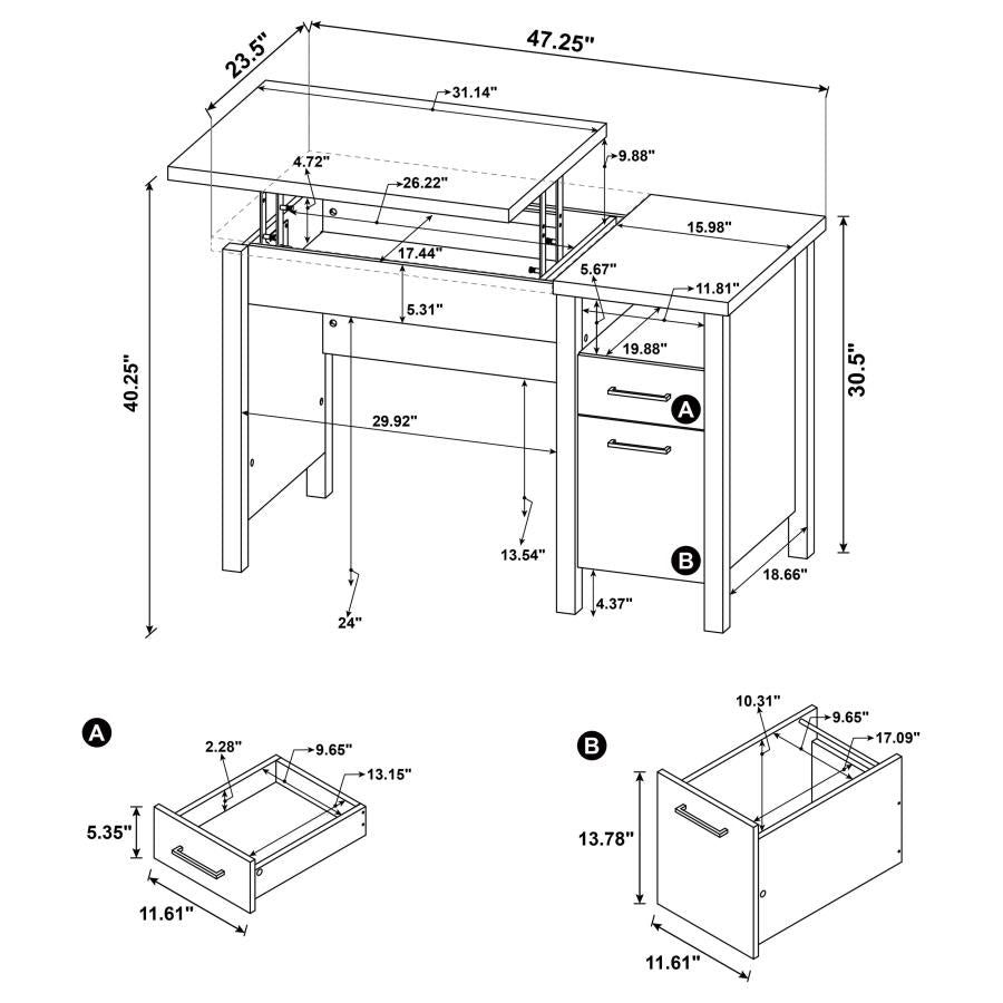 Delwin Brown Lift Top Computer Desk - MyWaynesHome #