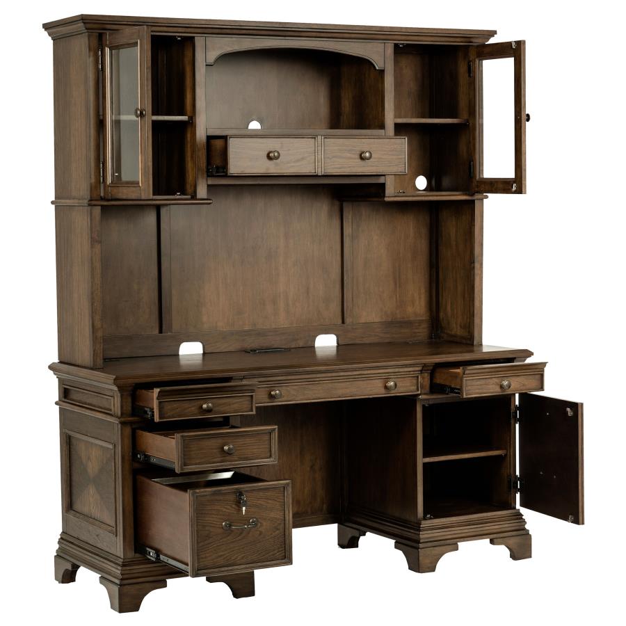Hartshill Brown Credenza Desk W/ Hutch - MyWaynesHome #