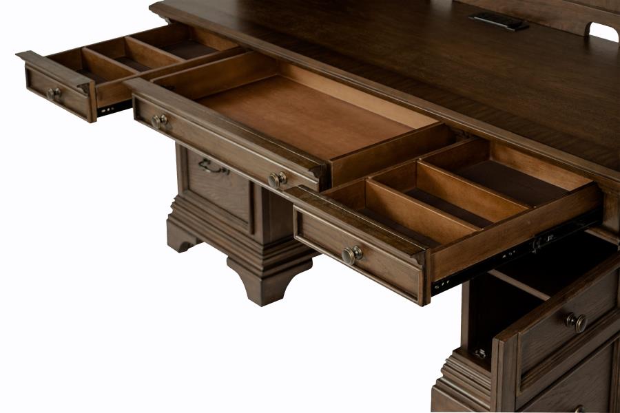 Hartshill Brown Credenza Desk W/ Hutch - MyWaynesHome #