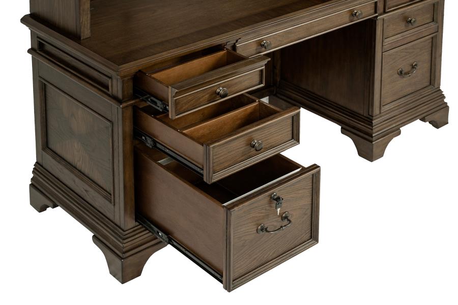 Hartshill Brown Credenza Desk W/ Hutch - MyWaynesHome #