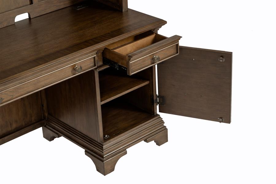 Hartshill Brown Credenza Desk W/ Hutch - MyWaynesHome #